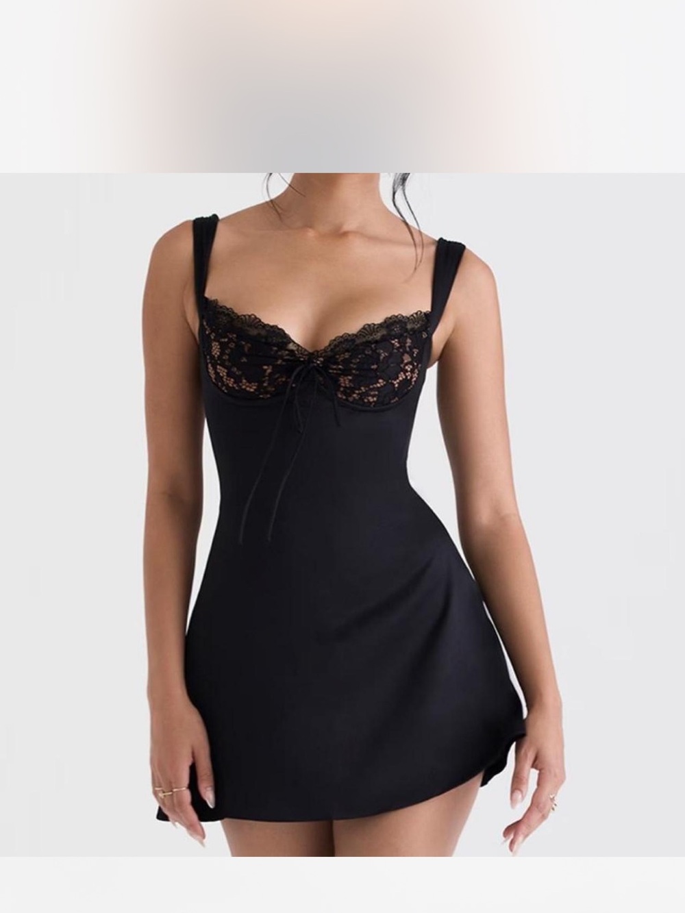 House of CB Black Lace Bust Mini Slip Dress